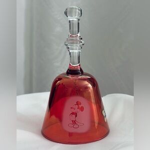Vintage Disney Mickey Cranberry Glass Bell, 5 x 3, EVC